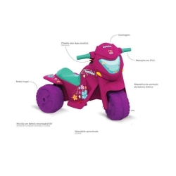 Moto Eletrica Infantil Banmoto Rosa 6v - ...