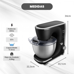 Batedeira Planetária Walita Preto Inox 80...