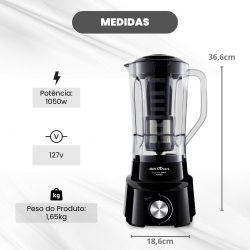 Liquidificador Diamante 1050w Preto 4 Vel...